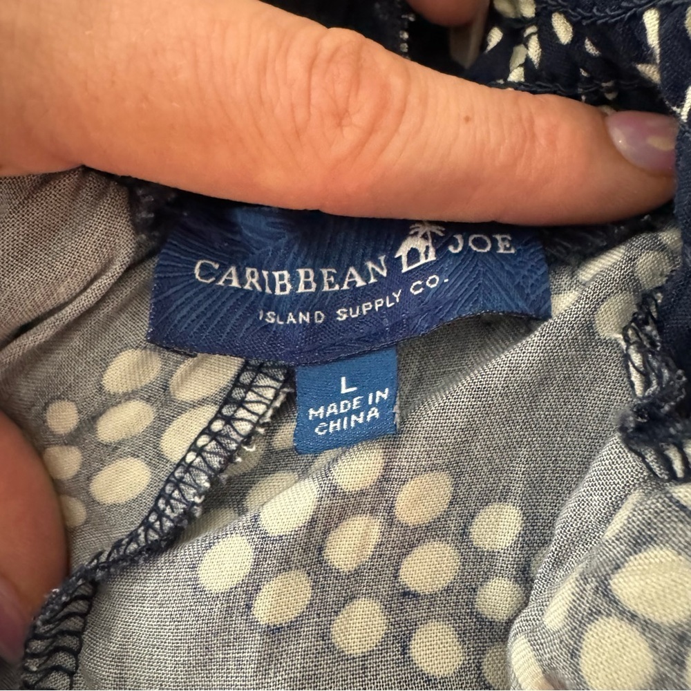 Caribbean Joe Women’s Navy and White Palazzo Printed Beach Pants Size Large - Picture 5 of 5